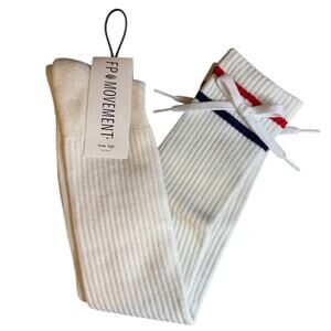 FP Movement Free People Knee High Sporty Boyfriend Tube Socks White
